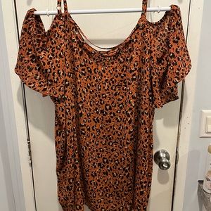 Torrid cold shoulder leopard print blouse